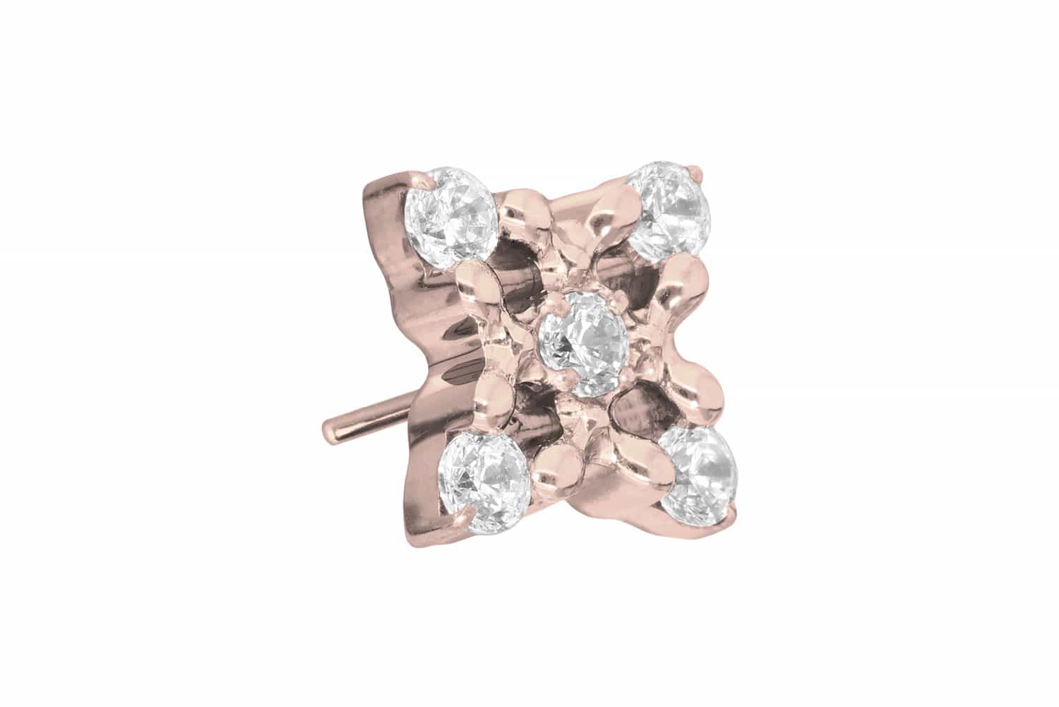 Titan Aufsatz mit Push Pin KRISTALLBLUME von Piercingline